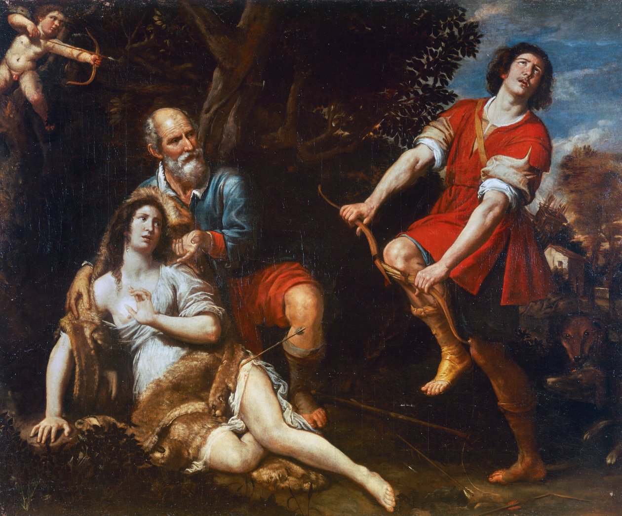 Silvio och Dorinda, av Domenico Fiasella (1589-1669), olja på duk av Domenico Il Sarzana Fiasella