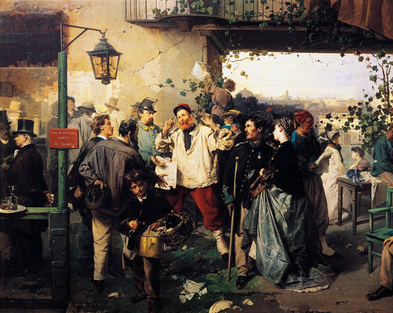 News of Peace of Villafranca, detalj från målning av Domenico Induno (1815-1878) av Domenico Induno