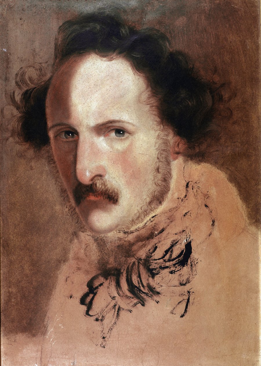 Porträtt av Gaetano Donizetti, italiensk kompositör (olja på duk av Domenico Induno