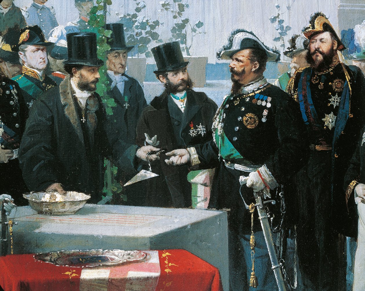 Hörnstensläggningen av Galleria Vittorio Emanuele i Milano, av Domenico Induno, detalj, olja på duk av Domenico Induno