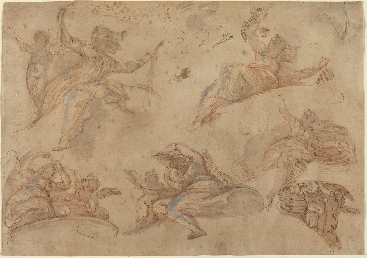 Allegoriska figurer sedda underifrån av Domenico Maria Canuti
