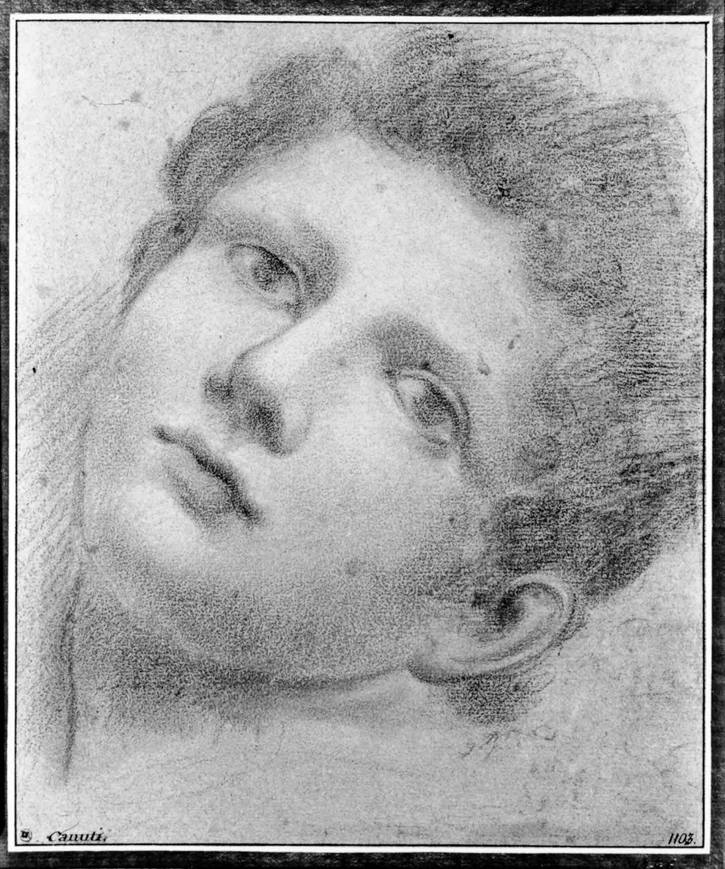 Huvudet på en ung person som böjer sig bakåt av Domenico Maria Canuti
