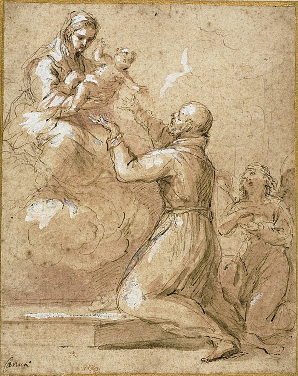 Jungfru och barn som visar sig för Saint Cajetan av Thiene av Domenico Maria Canuti