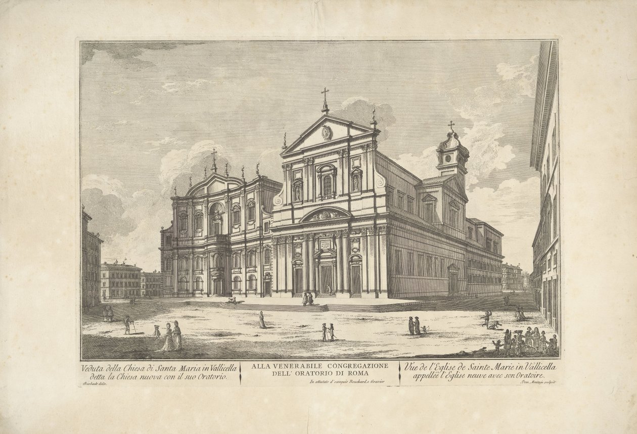 Kyrkan Nuova te Rom Utsikt över kyrkan S. Maria in Vallicella känd som den nya kyrkan med dess Oratorium / Vue de l