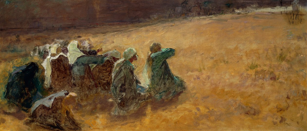 The Maries Attend the Crucifixion of Christ, detalj (olja på duk) av Domenico Morelli