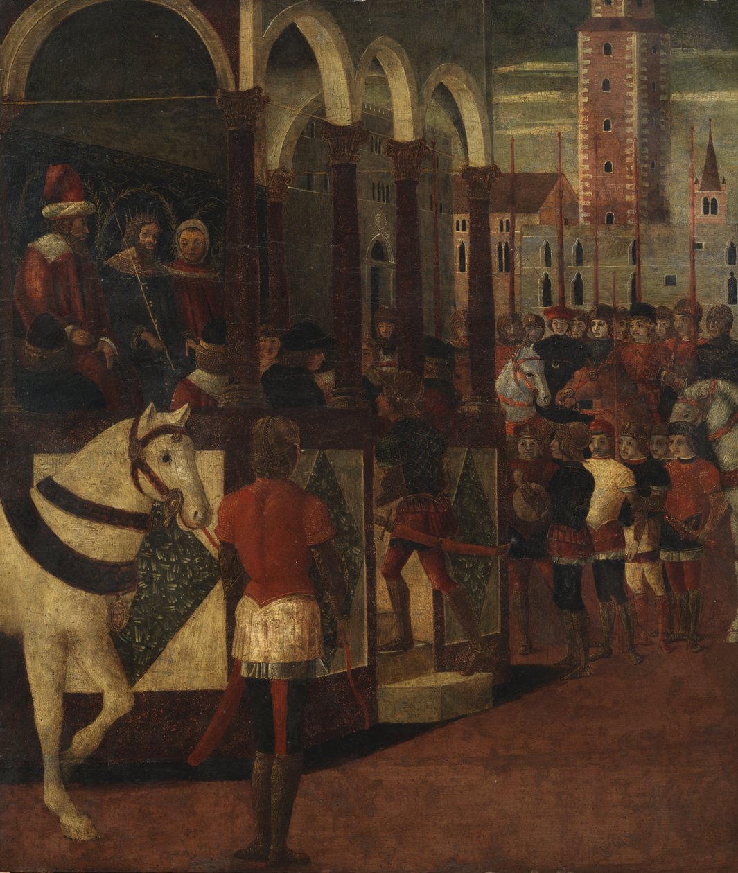 Kung ger en publik, 1475-1500 av Domenico Morone