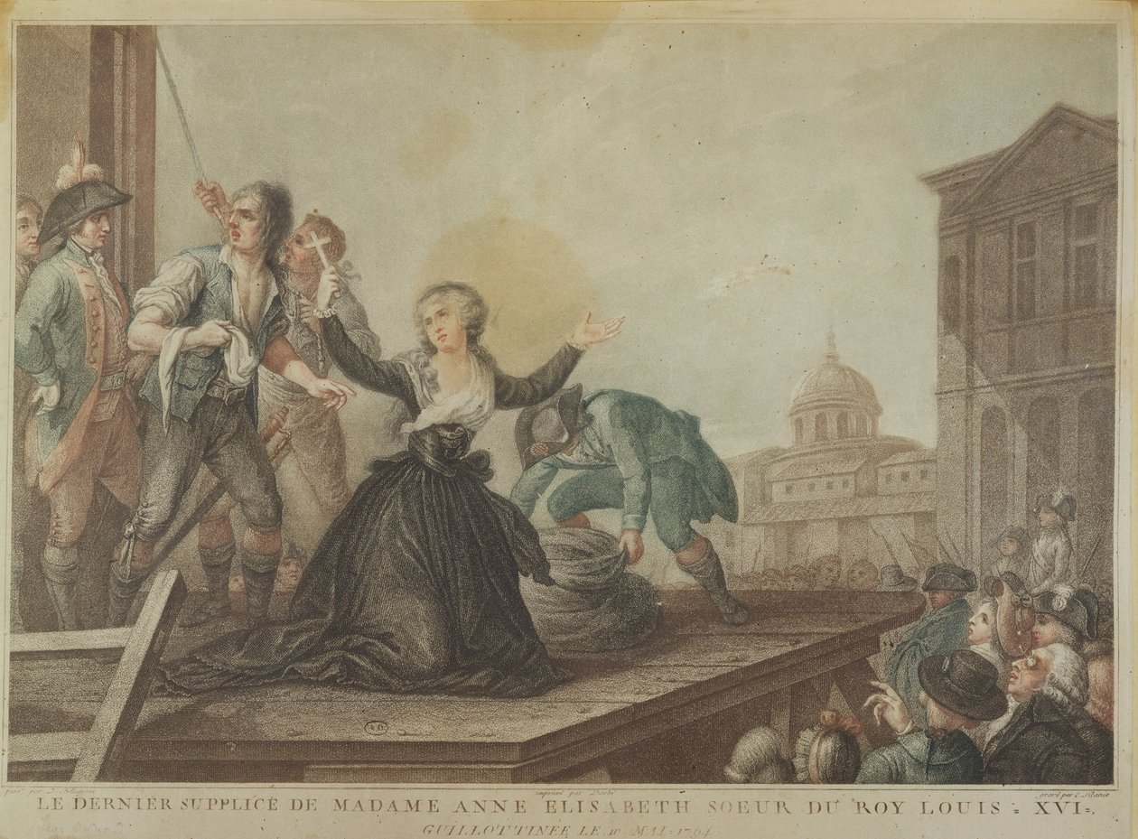 Elisabeth av Frankrike, syster till Ludvig XVI, vid giljotinen den 10 maj 1794 av Domenico Pellegrini
