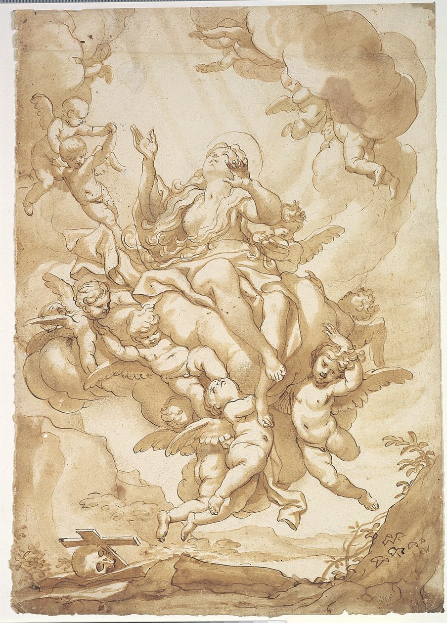 Maria Magdalenas himmelsfärd av Domenico Piola