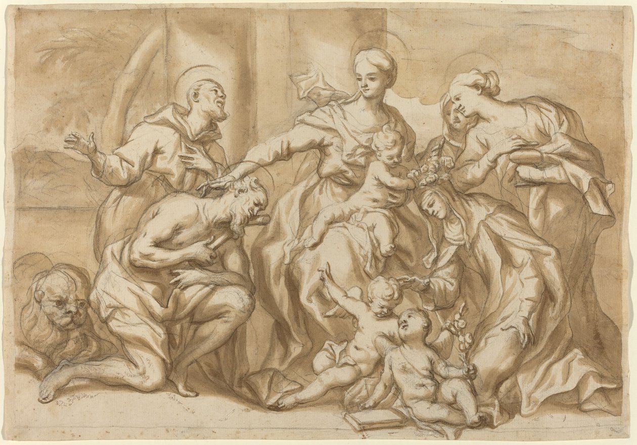 Madonna omgiven av heliga av Domenico Piola