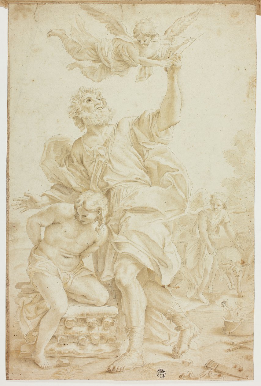 Isaks offer (recto); Figurskisser (verso) av Domenico Piola