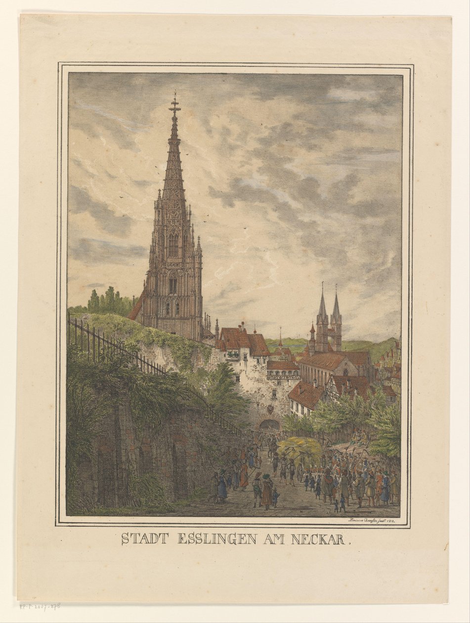 Utsikt över Esslingen nära Neckar Staden Esslingen am Neckar (titel på objektet) av Domenico Quaglio (II)