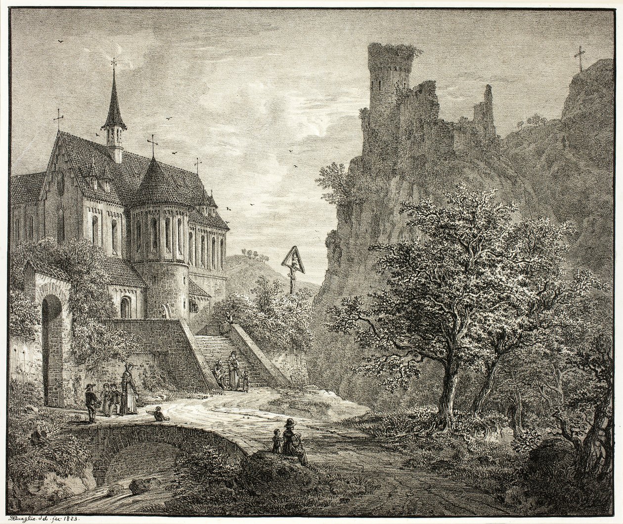 Kyrkan i Kobern vid Mosel av Domenico Quaglio