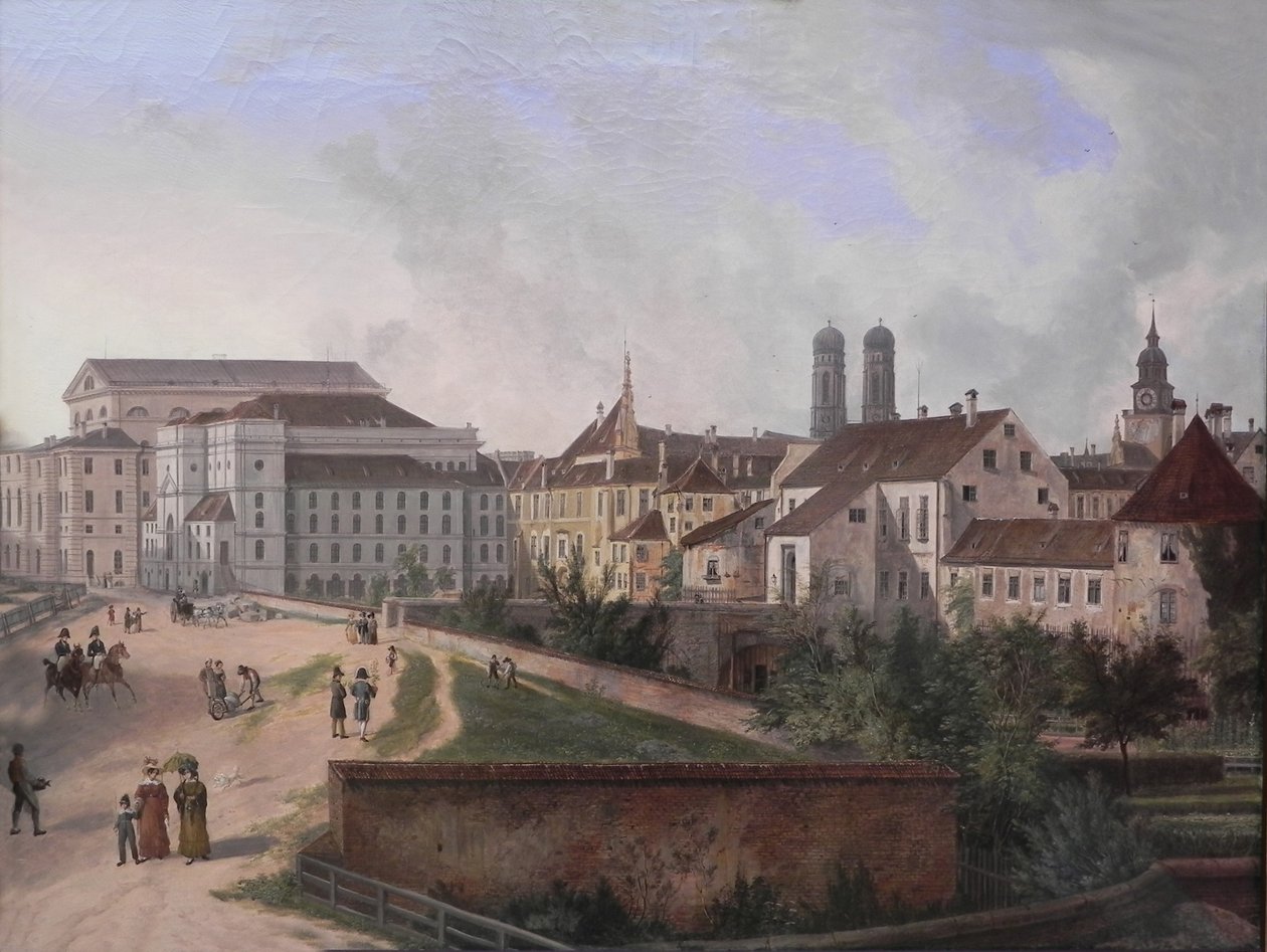Tyska: Die Königliche Residenz von Nordosten im Jahr 1827 Det kungliga residenset i München från nordost 1827 av Domenico Quaglio the Younger