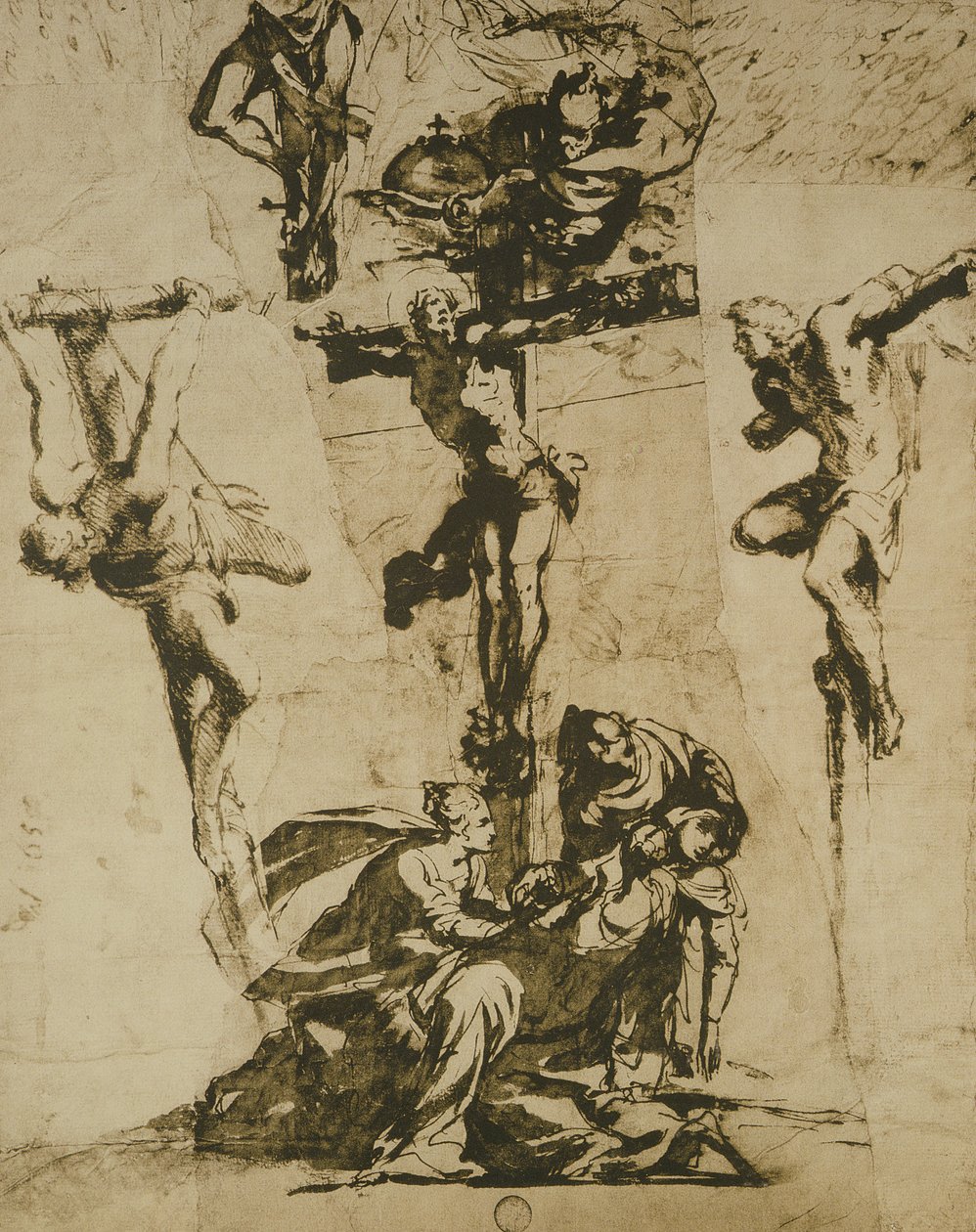 Studie av korsfästelsen och den svimande jungfrun av Domenico Robusti Tintoretto