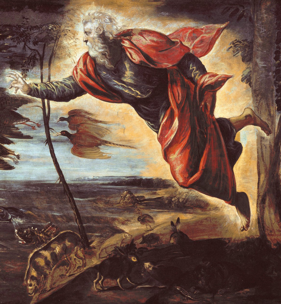 Djurens skapelse. detalj - olja på duk av Domenico Robusti Tintoretto