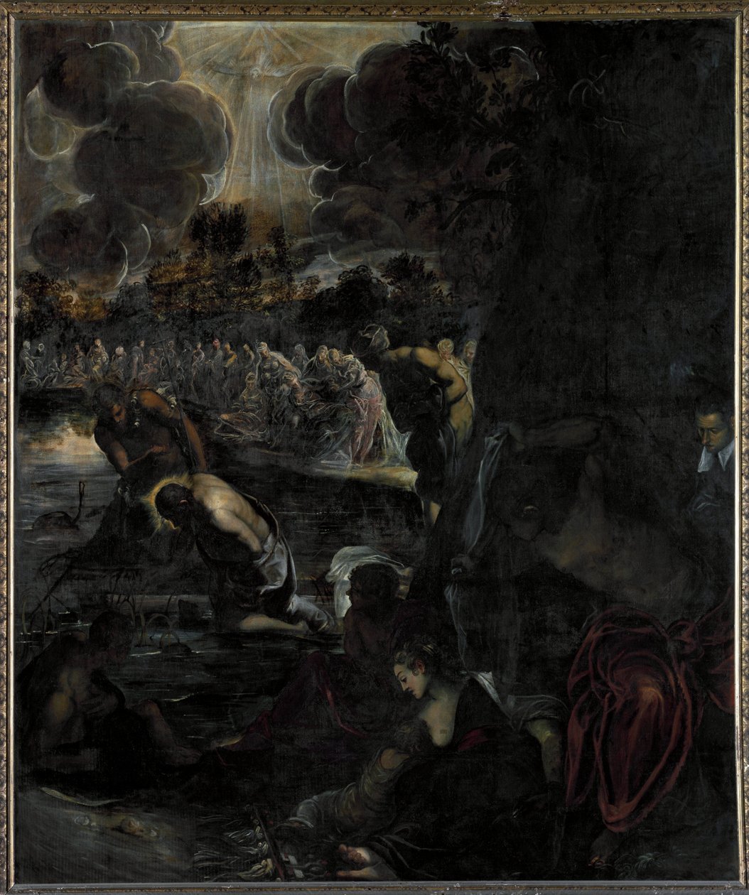 Kristi dop - Olja på duk av Domenico Robusti Tintoretto