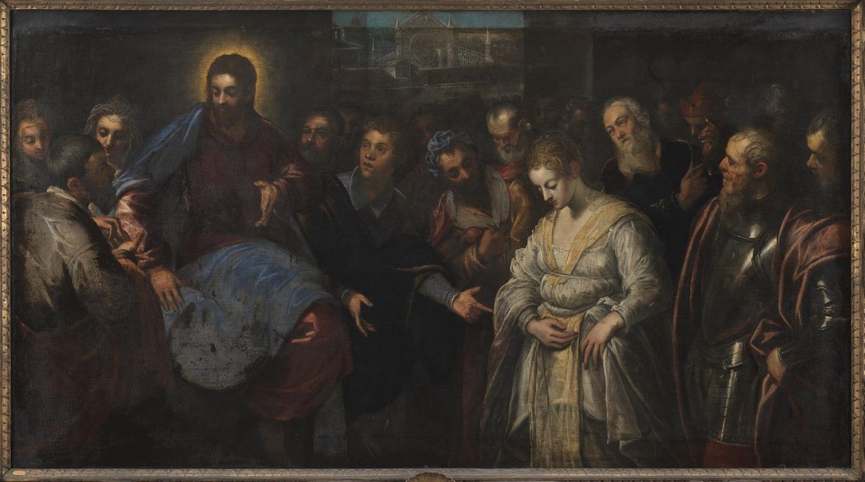 Kristus och äktenskapsbrytaren av Domenico Tintoretto
