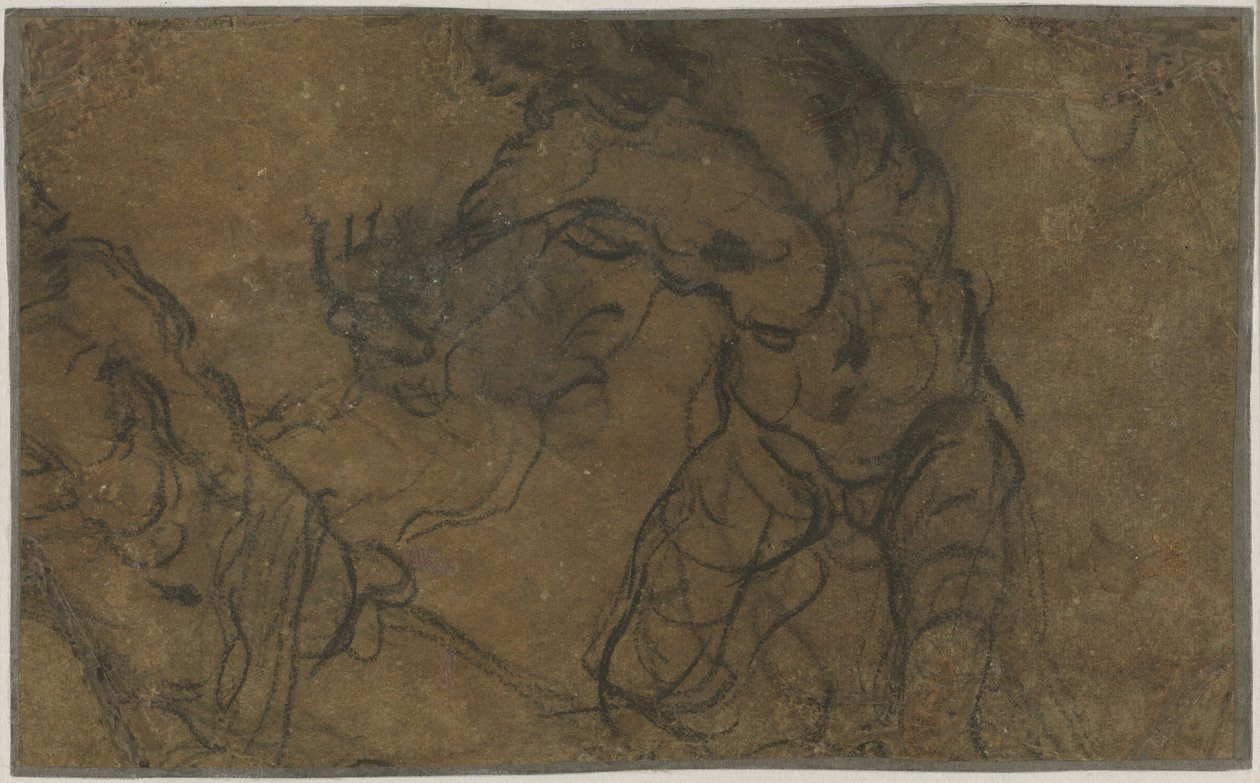 Två mansfigurer i rörelse (verso) av Domenico Tintoretto