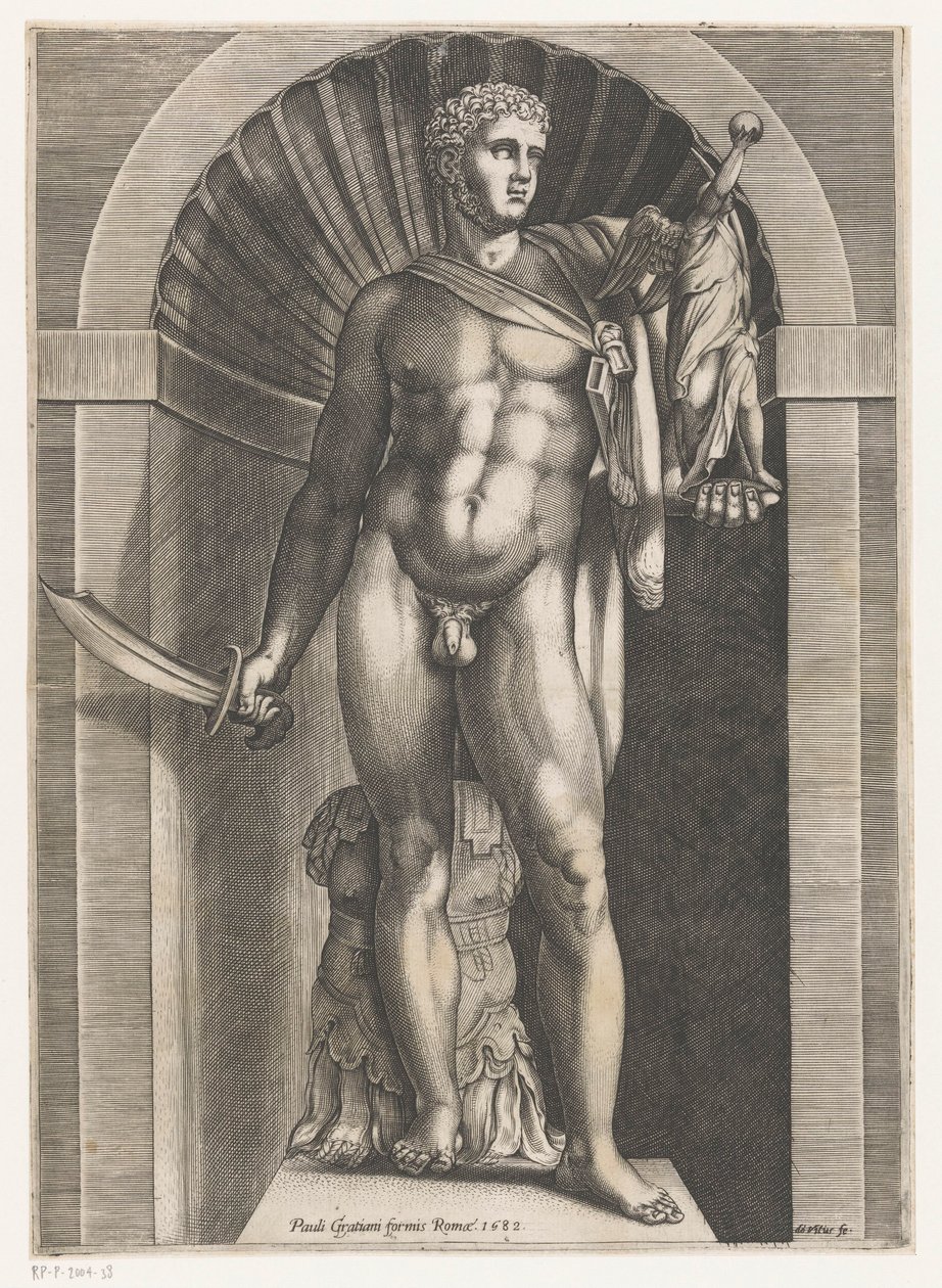 Skulptur av en krigare Speculum Romanae Magnificentiae (serietitel) av Domenico Vito