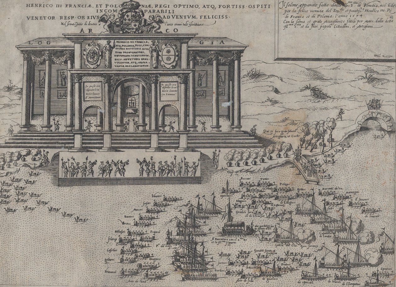 Henri III, kung av Frankrike och Polen, gick in i Venedig 1574. av Domenico Zenoi