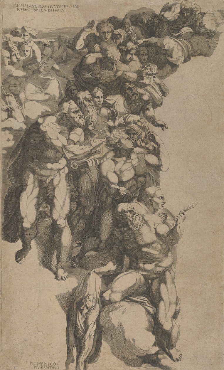 Grupp från Last Judgment, S:t Bartolomeus, St. Peter och andra apostlar, 1500-talet. av Domenico del Barbiere