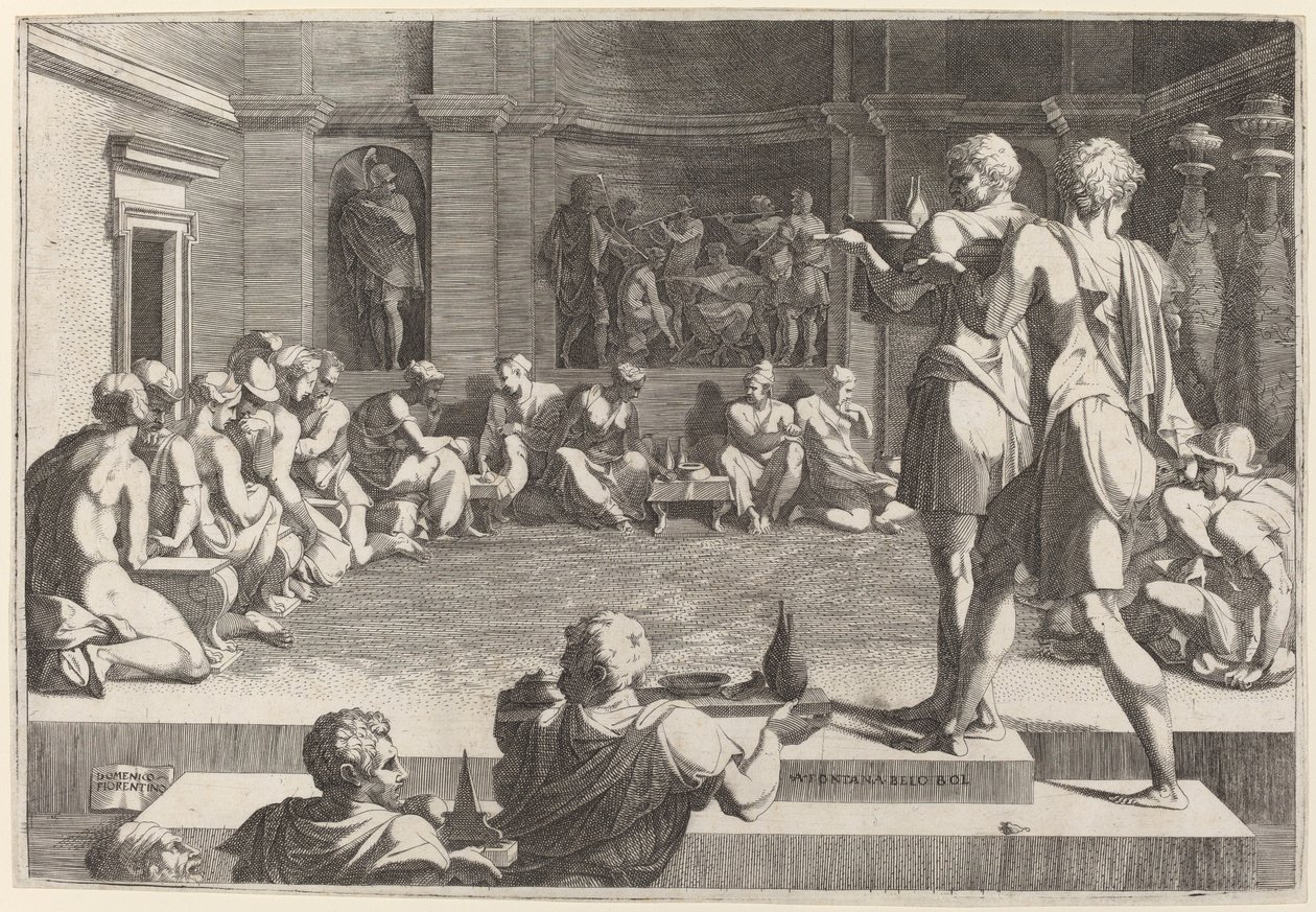 Alexander den stores bankett av Domenico del Barbiere after Francesco Primaticcio