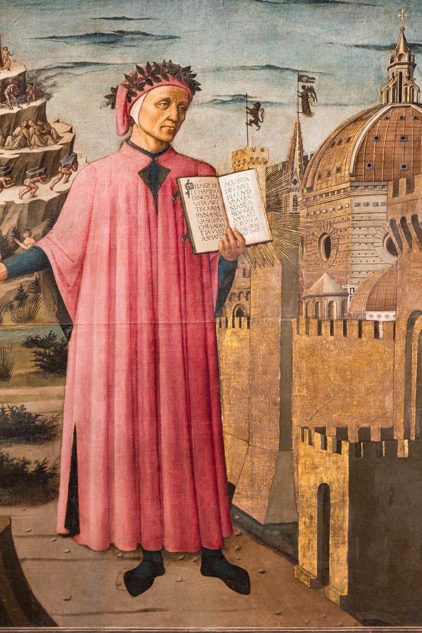 Dante Alighieris gudomliga komedi, detalj av Domenico di Michelino