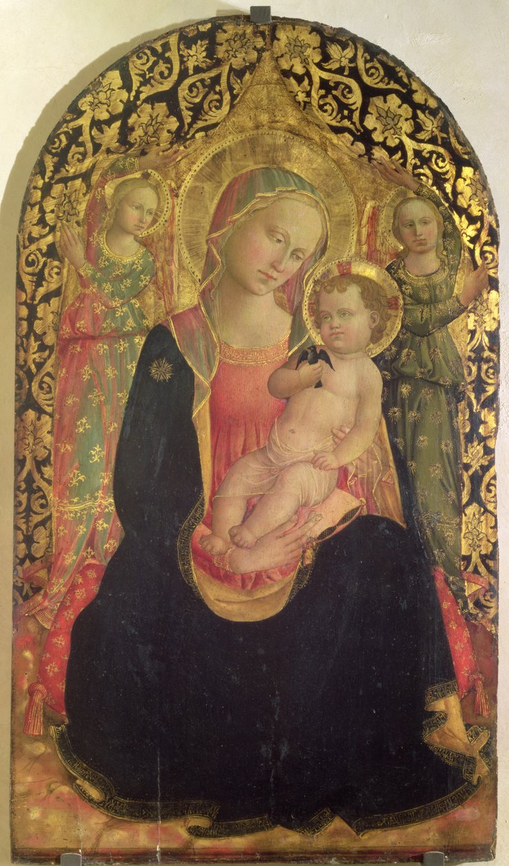 Madonna av ödmjukhet med två änglar, 1460 (panel) av Domenico di Michelino