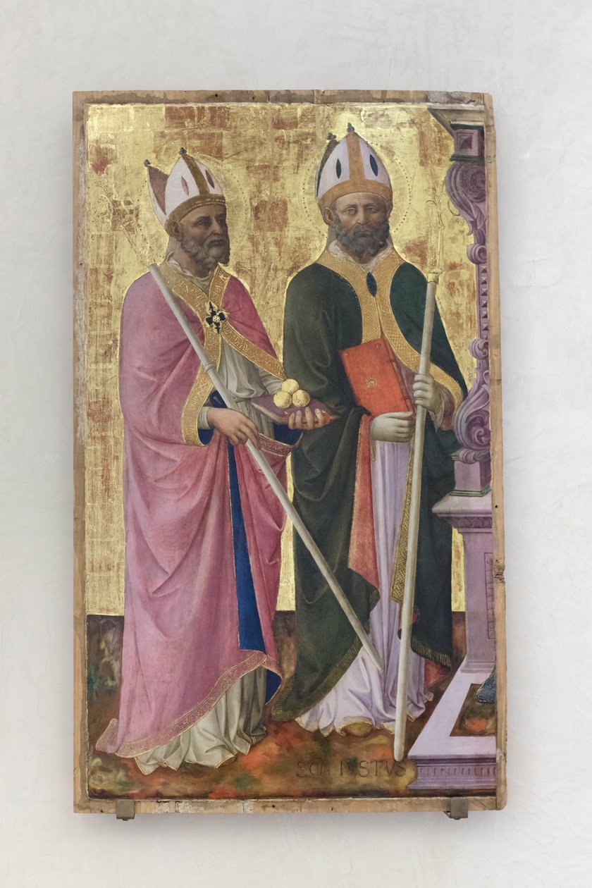 Saints Nicholas och Just, en del av altartavlan av Domenico di Michelino