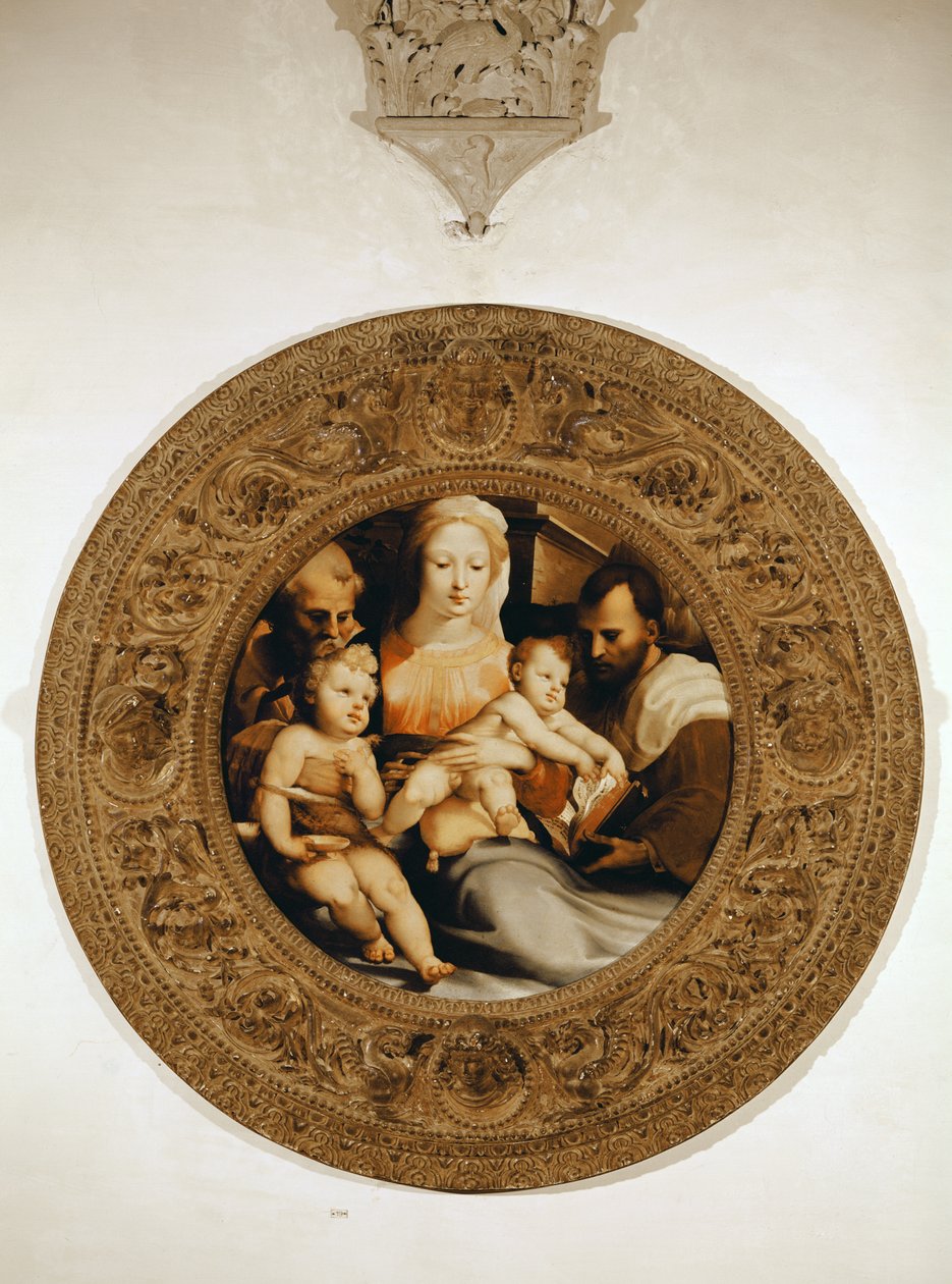 Den heliga familjen och Johannes Döparen av Domenico di Pace Beccafumi  