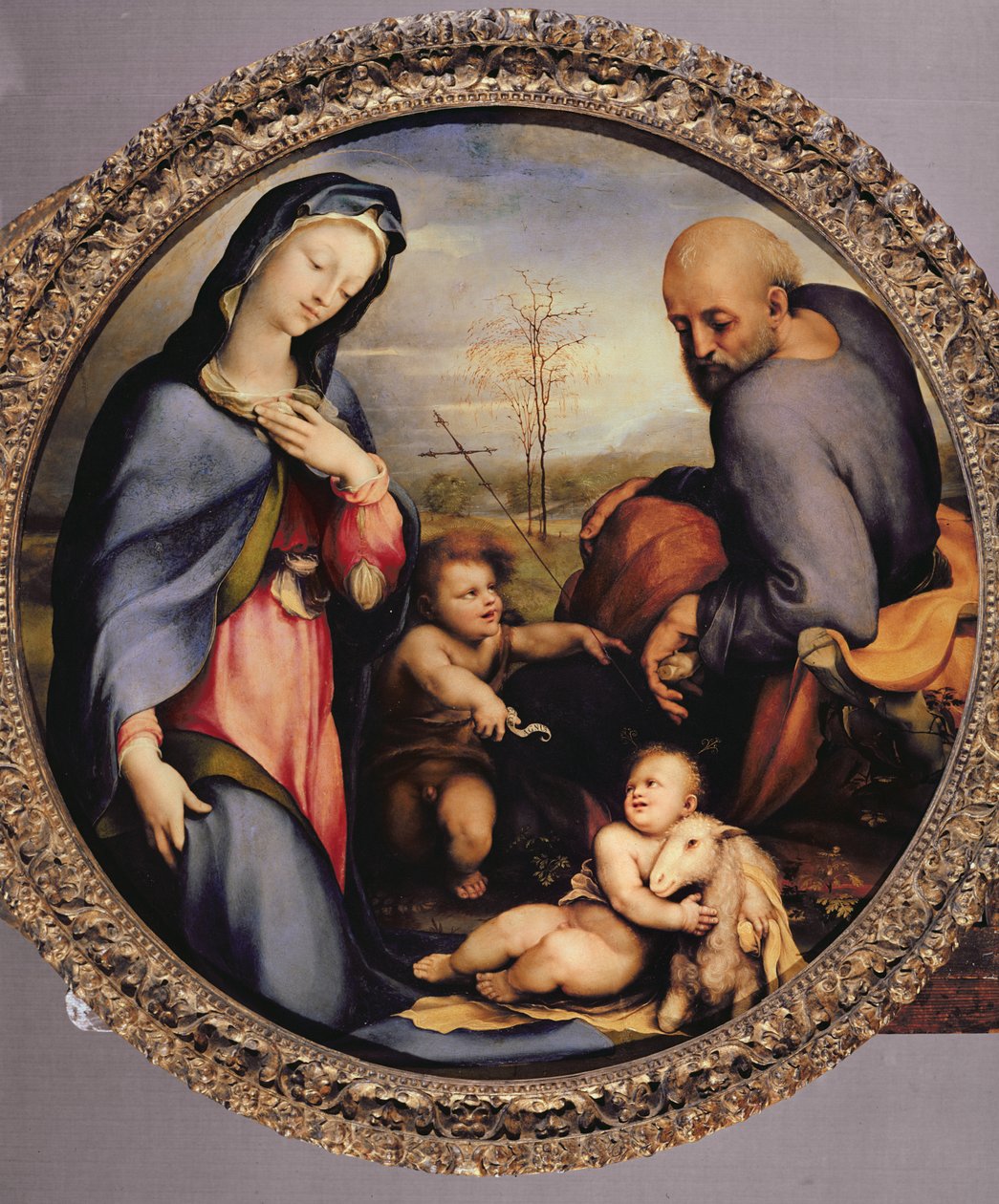 Den heliga familjen med spädbarnet Johannes döparen, c.1515 av Domenico di Pace Beccafumi  