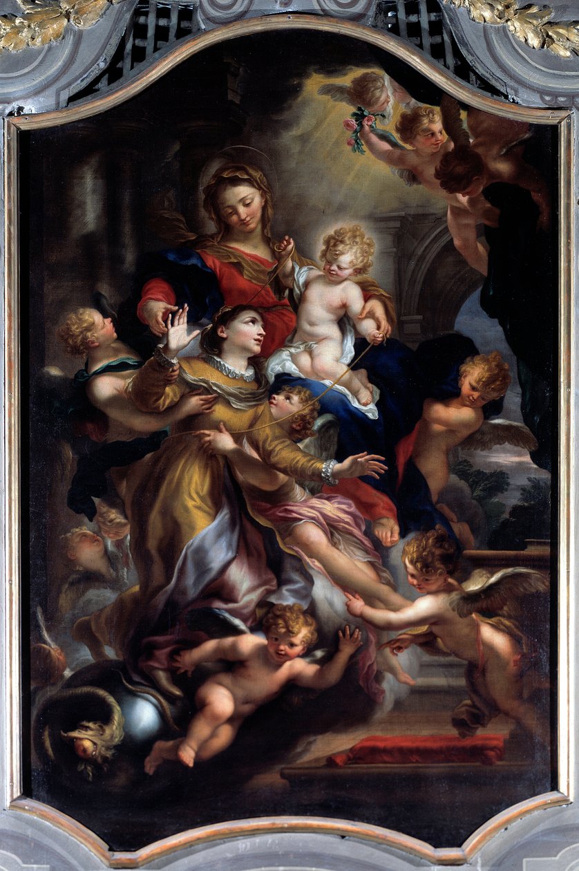 Extas av den heliga Katarina av Genua (olja på duk, sent 1600-tal) av Domenico the Elder Piola