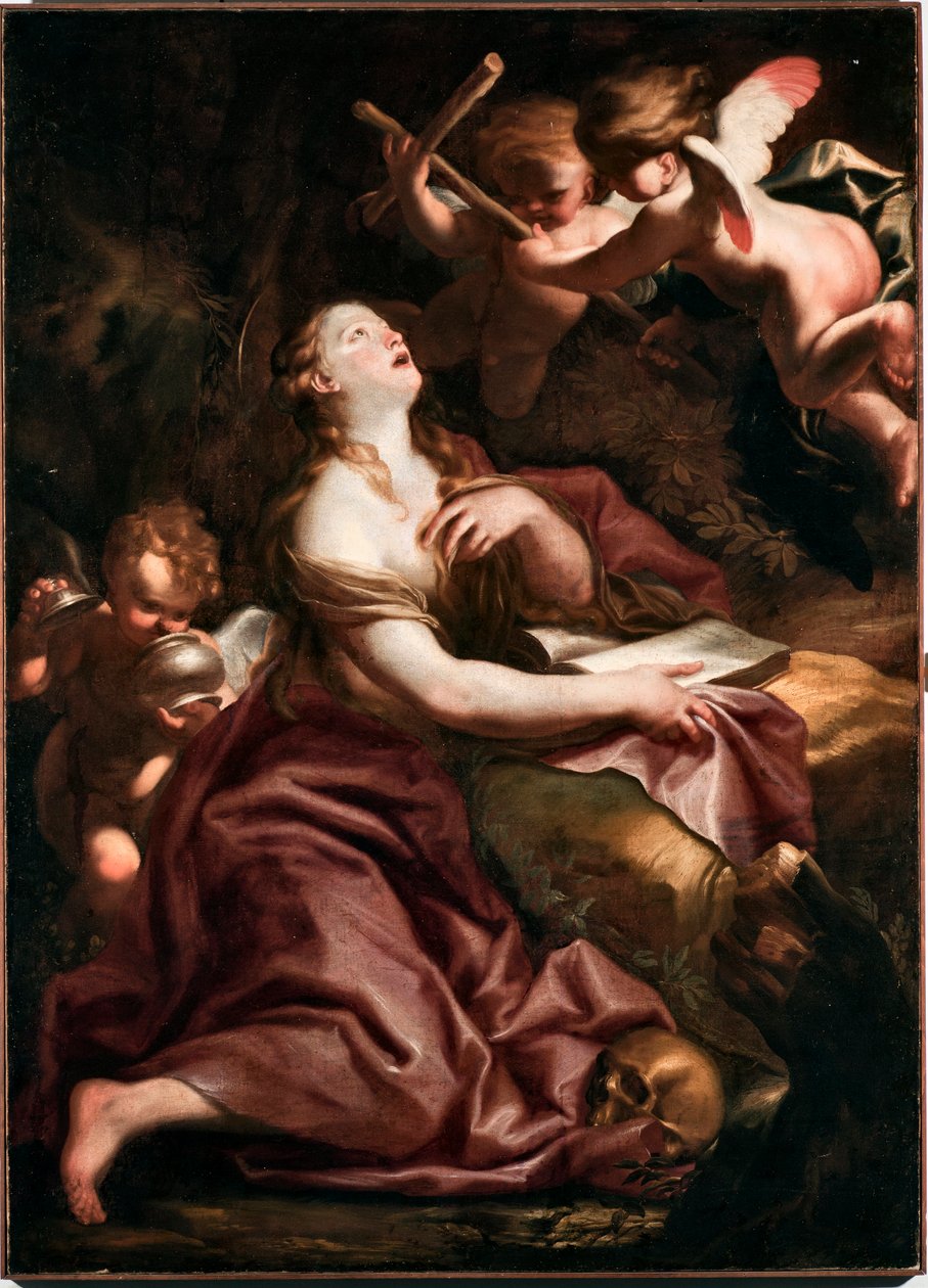 Sankta Maria Magdalena (Mary-Magdalena) Målning av Domenico Piola (1627-1703), Genes Musei di Strada Nuova (inv n PB 290) av Domenico the Elder Piola