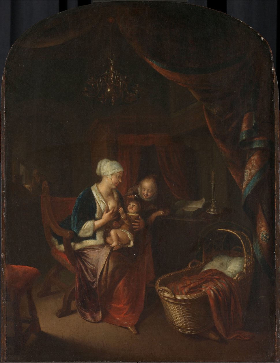 En mamma som ger sitt barn bröstet av Domenicus van Tol
