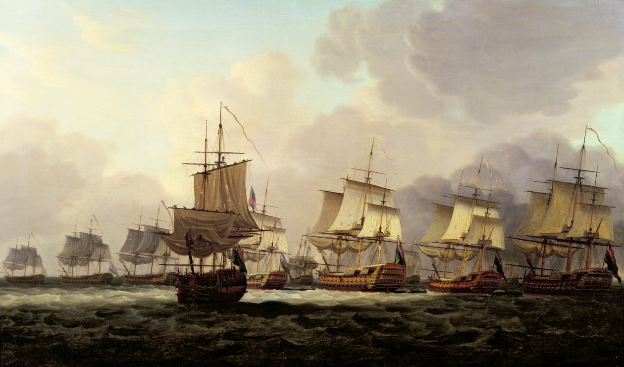 Viceamiral Parkers aktion med den holländska flottan på Doggerbanken, 1781 av Dominic Serres