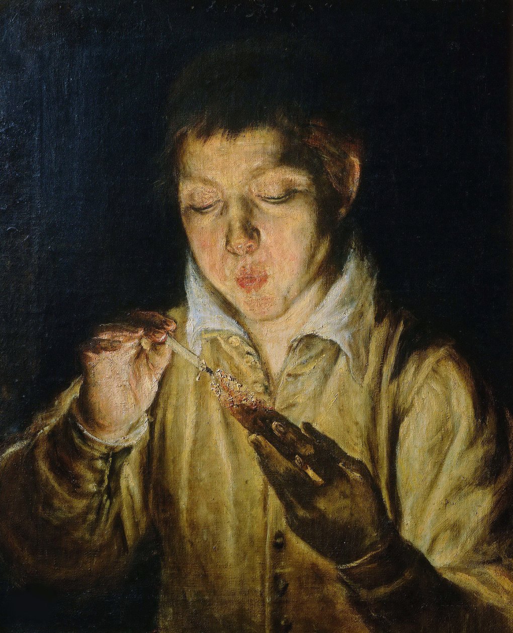 The Snitch Boy som blåser på en kona, ca 1571-1572. av Dominico El Greco