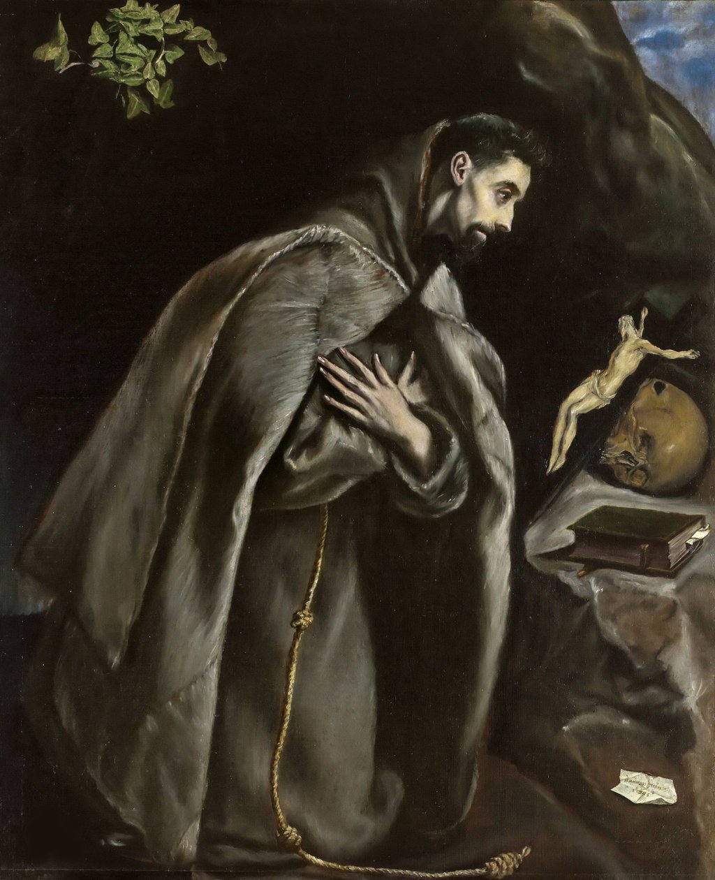 Sankt Franciskus ber, ca 1585. av Dominico El Greco