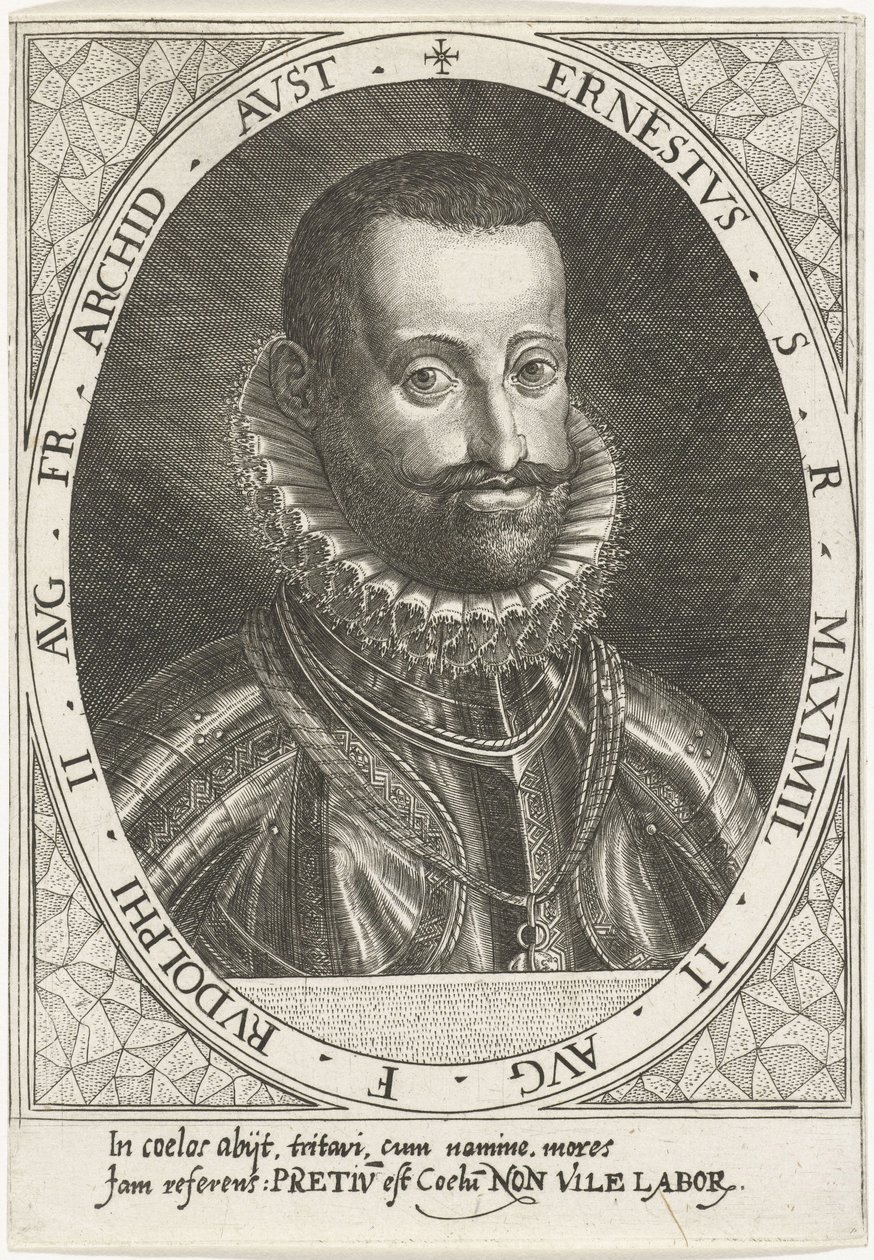 Porträtt av ärkehertig Ernest av Österrike 1553-1595, ca 1595-1597 av Dominicus or Custodis Custos