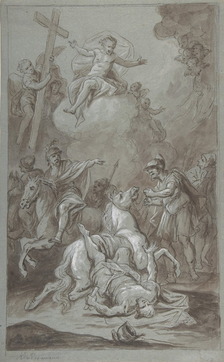 The Conversion of St. Paul recto, The Execution of the Prisoner verso, 1700-tidigt 1800-tal. av Dominik Kindermann