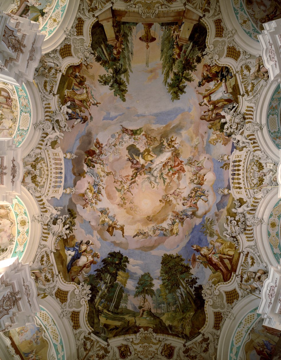 Fresk som dekorerar kupolen på klostret Schussenried av arkitekten Domenikus Zimmermann (1685-1766) 1730-1731 Schussenried, Tyskland av Dominikus Zimmermann