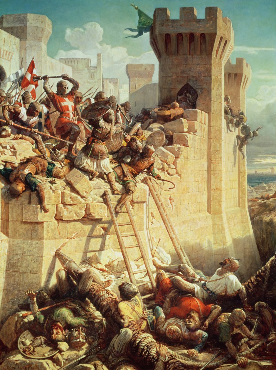 Guillaume de Clermont försvarade Ptolemais (Acre) 1291, 1845 av Dominique Louis Papety