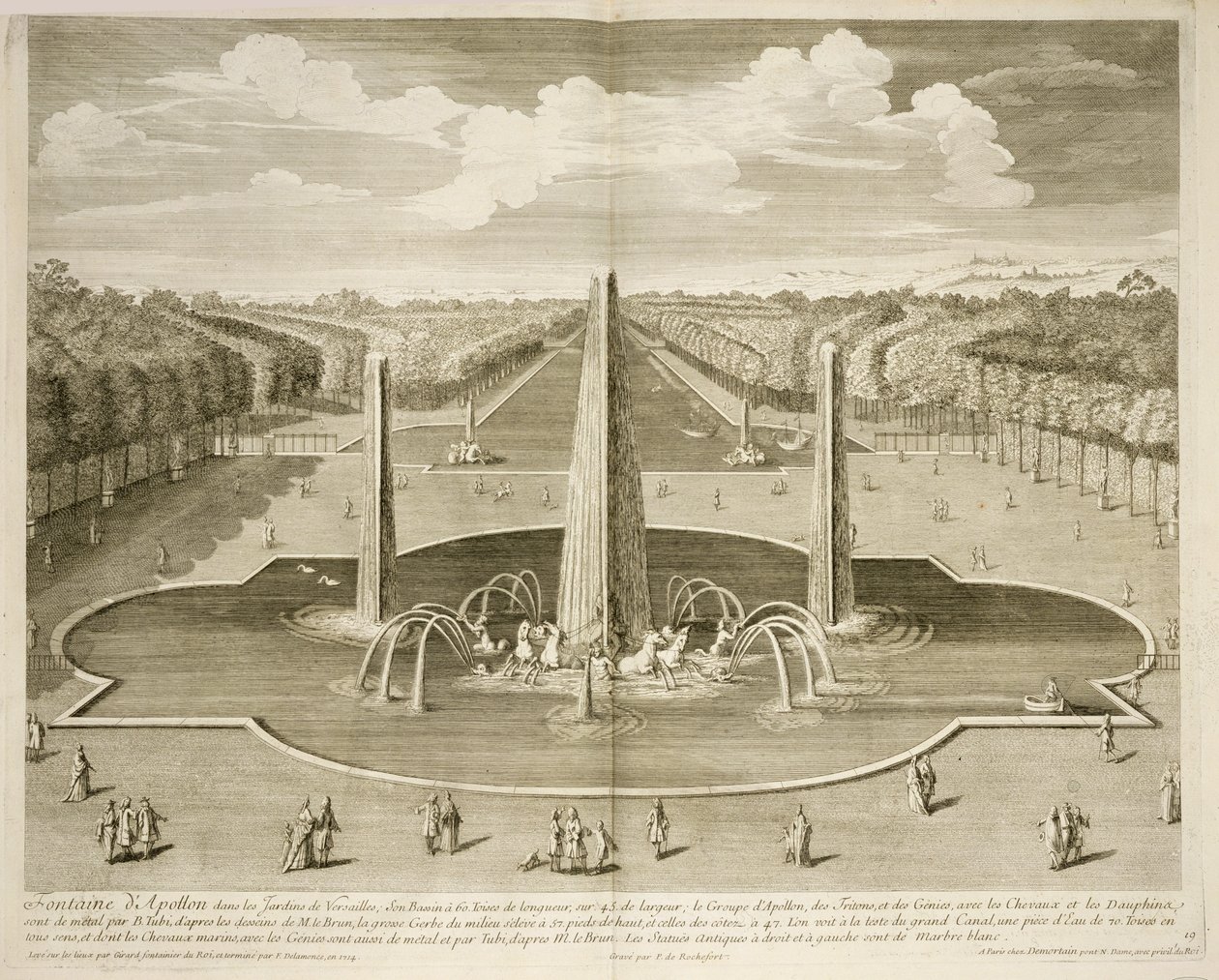 Apollons fontän i trädgårdarna i Versailles av Dominique (after) Girard