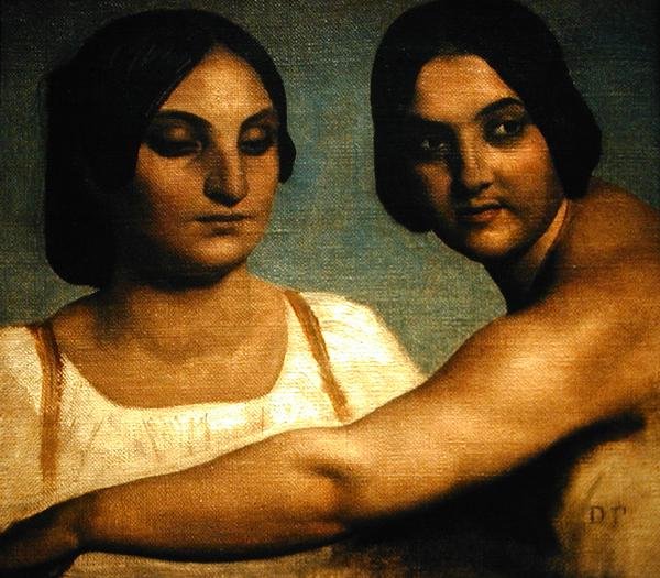 Två italienska kvinnor (olja på duk) av Dominique Louis Papety