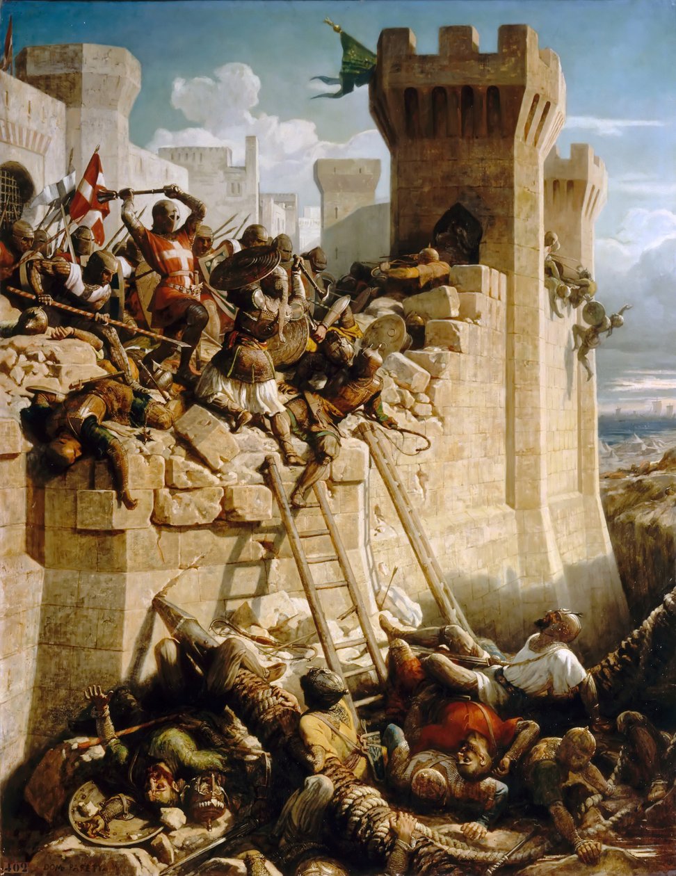Guillaume de Clermont försvarade murarna vid belägringen av Acre, 1291 av Dominique Papety