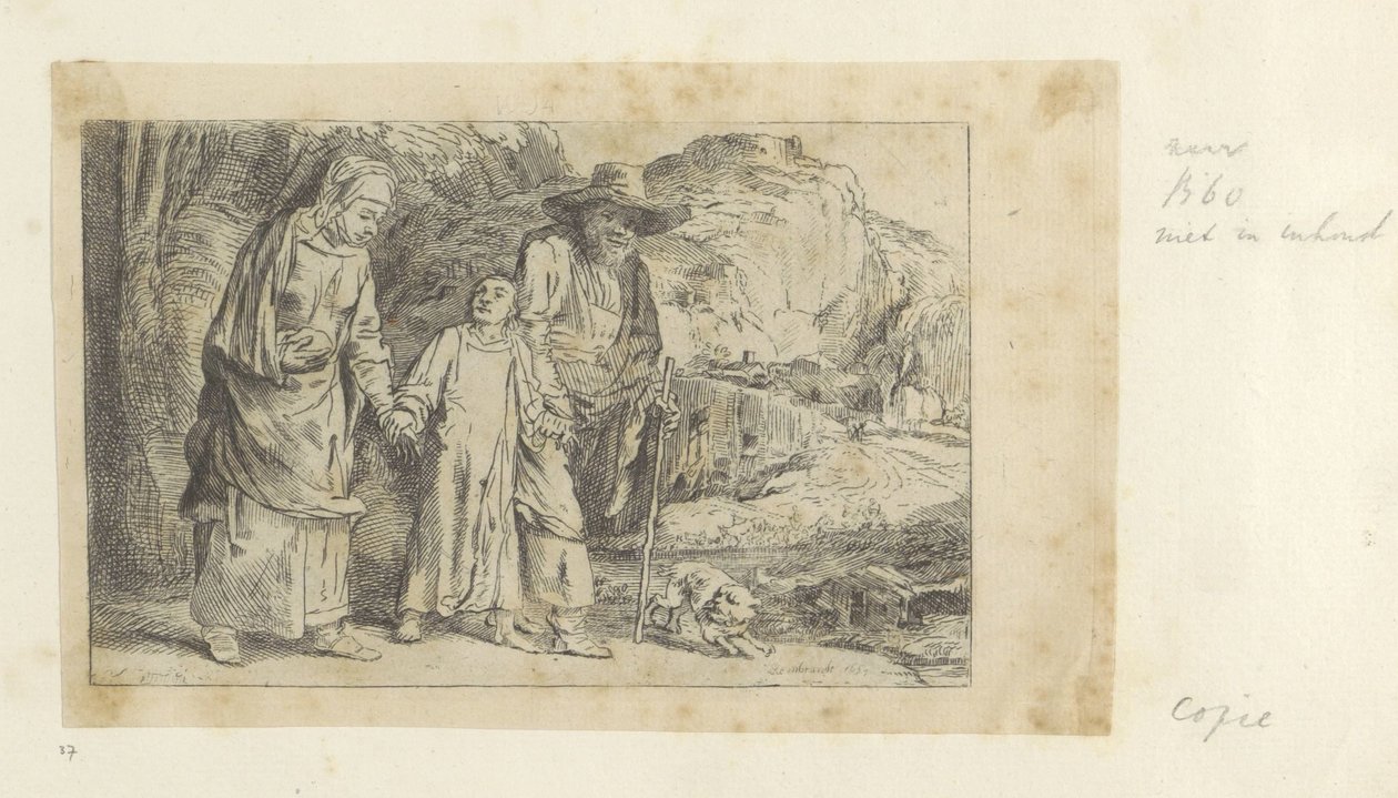 Kristus kommer tillbaka från templet med Josef och Maria Recueil de quatre-vingt-cinq estampes originales (serietitel) av Dominique Vivant Denon (baron) (attributed to)