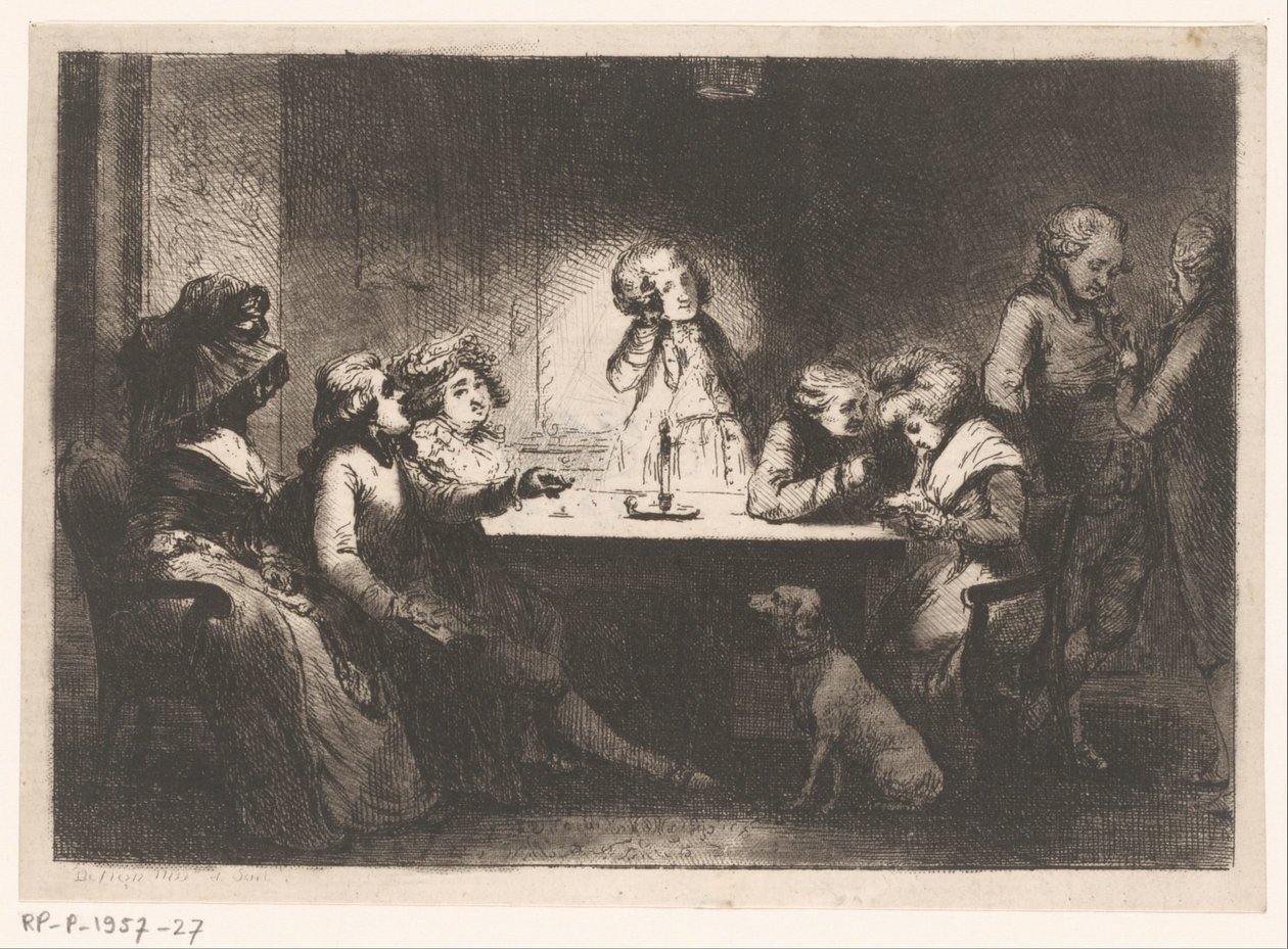 Sällskap runt ett bord vid levande ljus av Dominique Vivant Denon (baron)