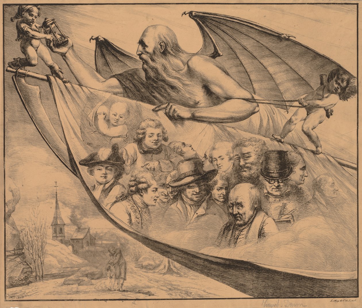 Allegori: Porträtt av konstnären i olika åldrar, 1818. av Dominique Vivant Denon
