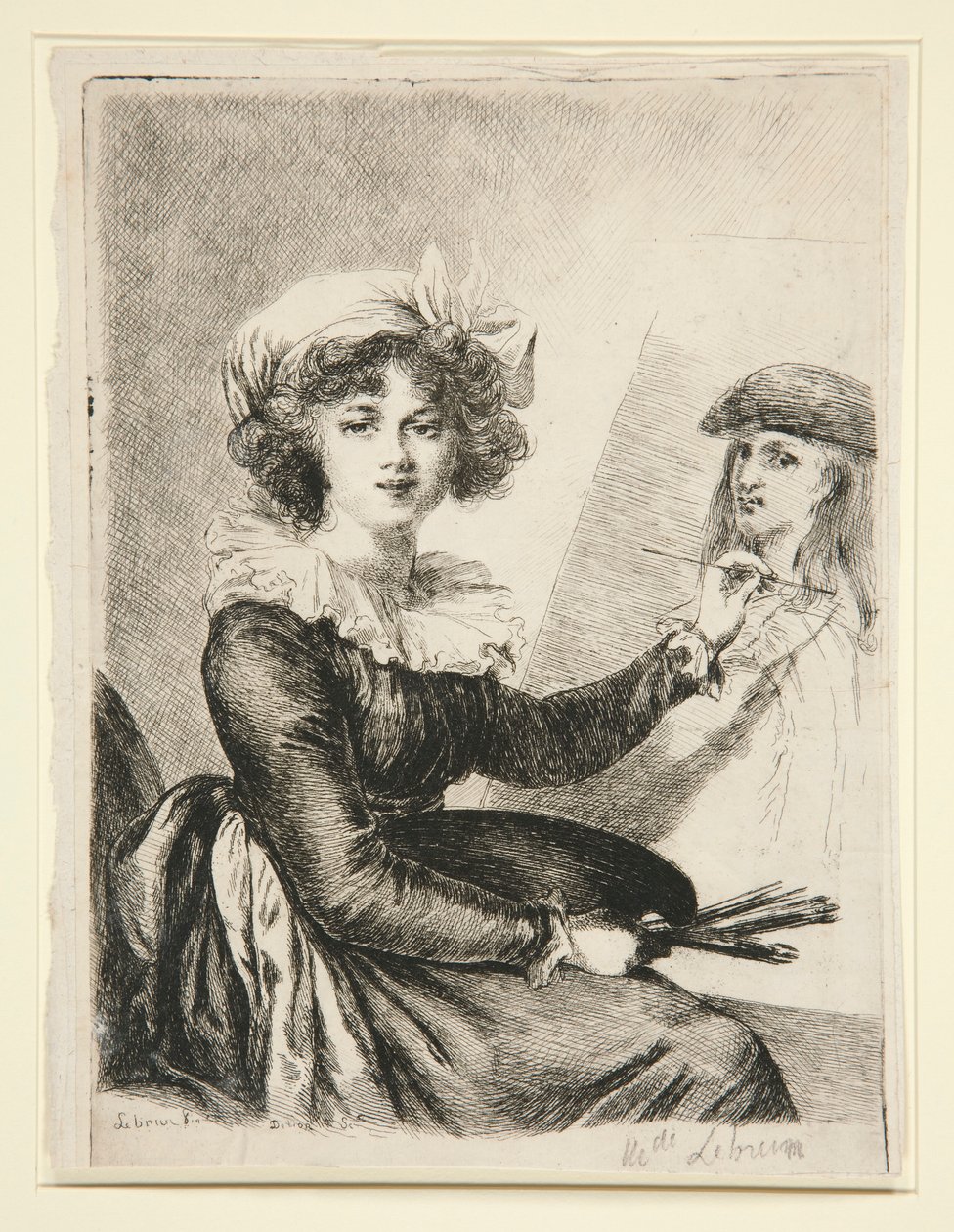 Louise-Elisabeth Vig?e-Lebrun, (Mlle Lebrun) efter, och omvänt till, självporträttet 1790 i Uffizzi av Dominique Vivant Denon