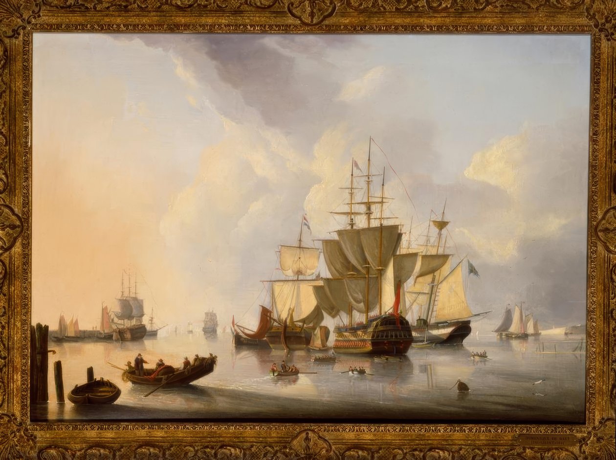 Engelsk biplan / Målning, 1829, av D. de Bast av Dominique de Bast