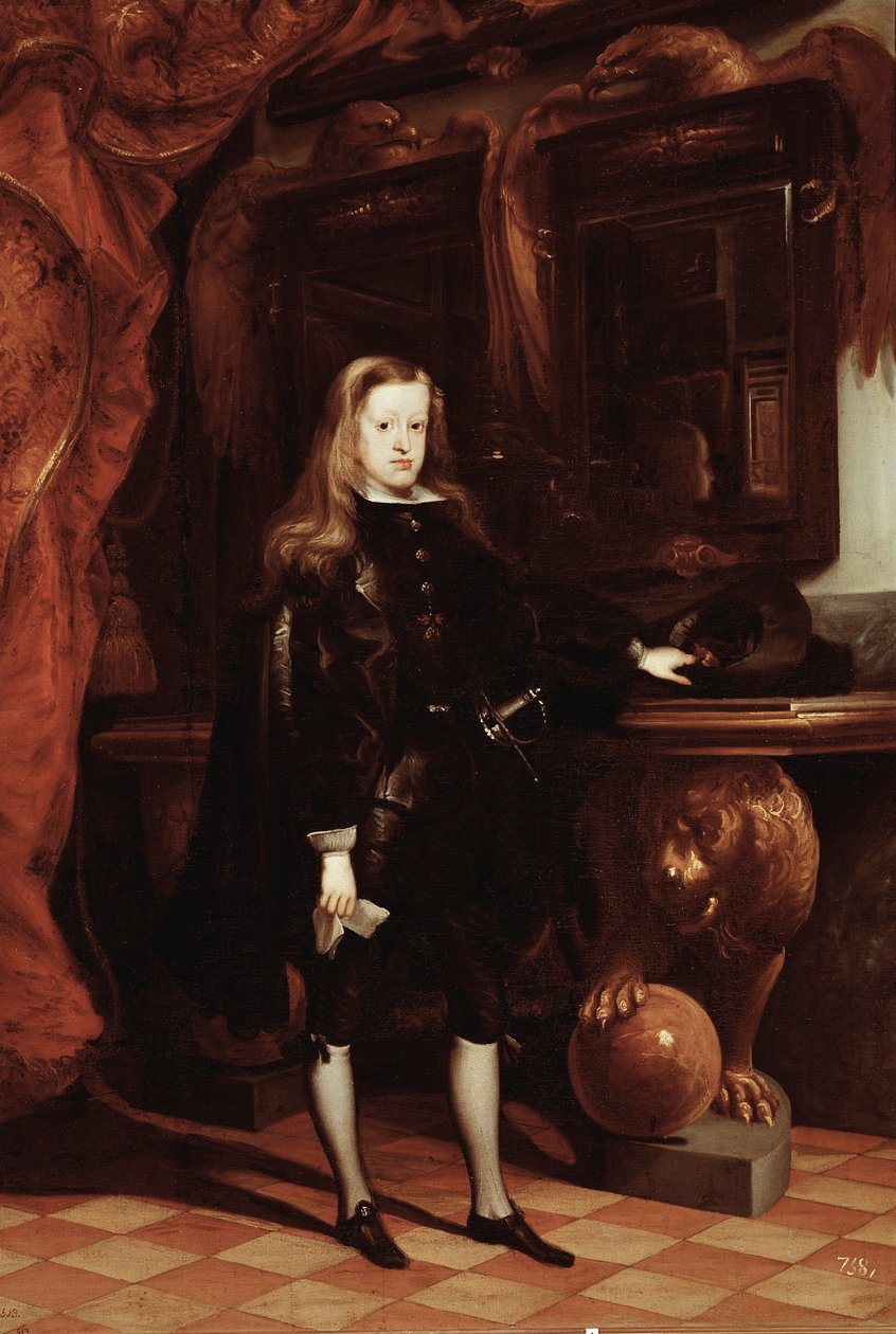 Porträtt av Karl II av Spanien (olja på duk, ca 1675) av Don Juan Carreno de Miranda